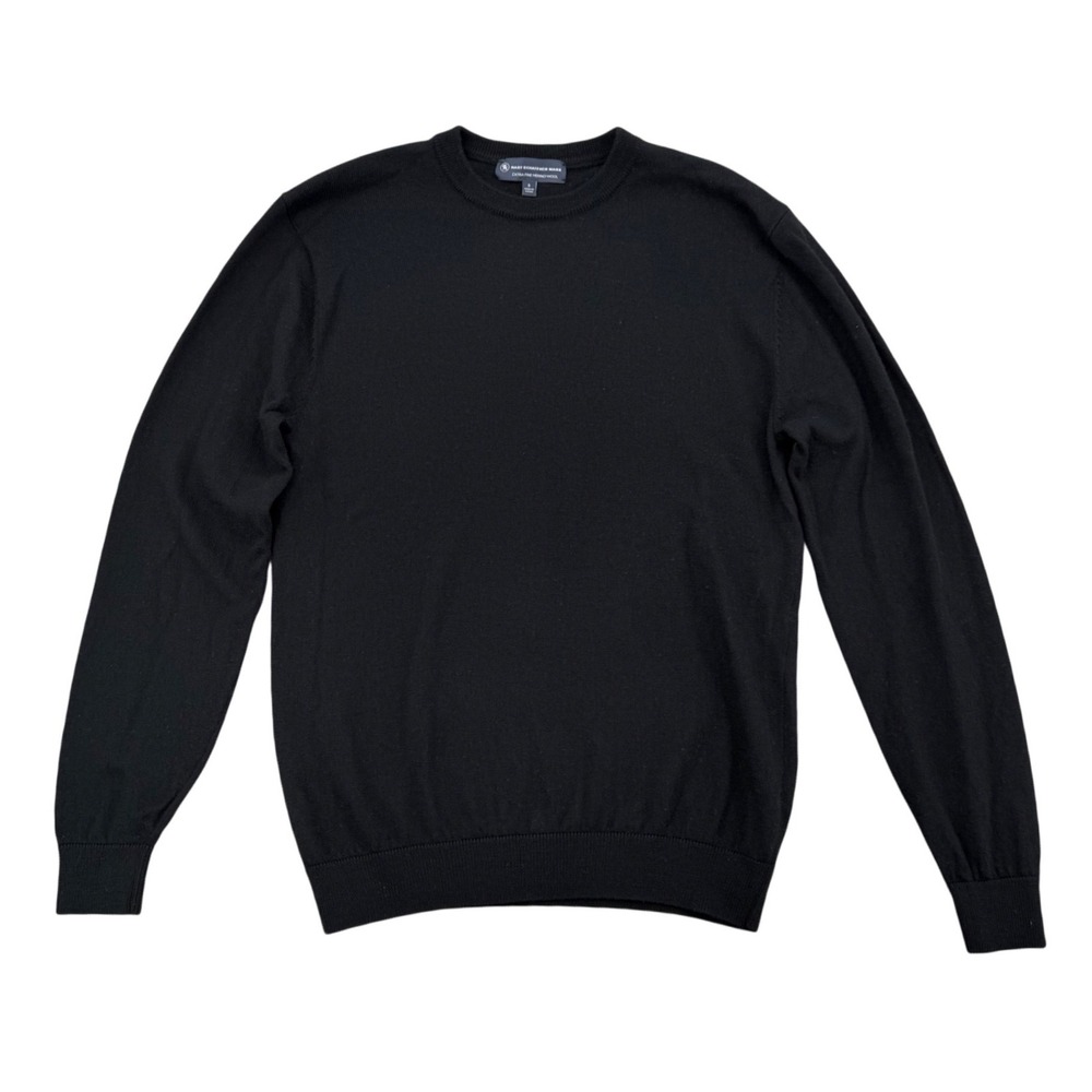 Hart Schaffner Marx Sweater Men S Black Extra Fine Merino Wool Crewneck Pullover